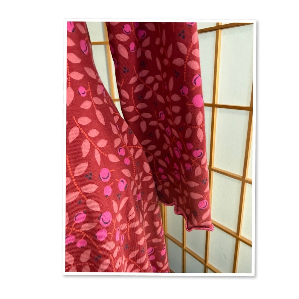 Gudrun Sjoden Burgundy Leaf and Berry Print Long Sleeve Dress - Picture 8 of 14